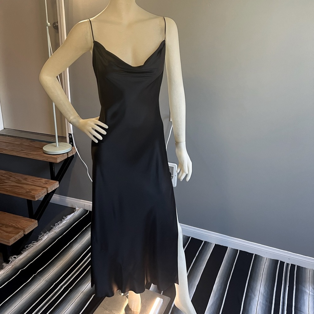 Y2K Victoria’s Secret Black Cowl Neck Silk Slip Dress